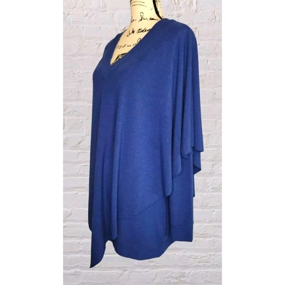Soft Surroundings LG Tunic Sweater Top Madeline Blue Draped Lagenlook - Picture 2 of 6